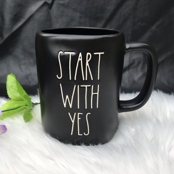 Rae Dunn "START WITH YES"  Mug new color black - Picture 2 of 3